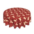 thumbnail image 2 of XMXT Waterproof Table Cloth, Golden Moose Red Print Polyester Round Tablecloth for Dining Party Decor, 60 inches, 2 of 8