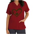 thumbnail image 4 of BiZtdJrK 2025 Happy St. Patrick's Day Scrub Tops for Women Fashion Shamrock Graphic Tees Shirts Short Sleeve Nurse Uniform Tshirts with Pocket Red L Today Prime Sales, 4 of 7