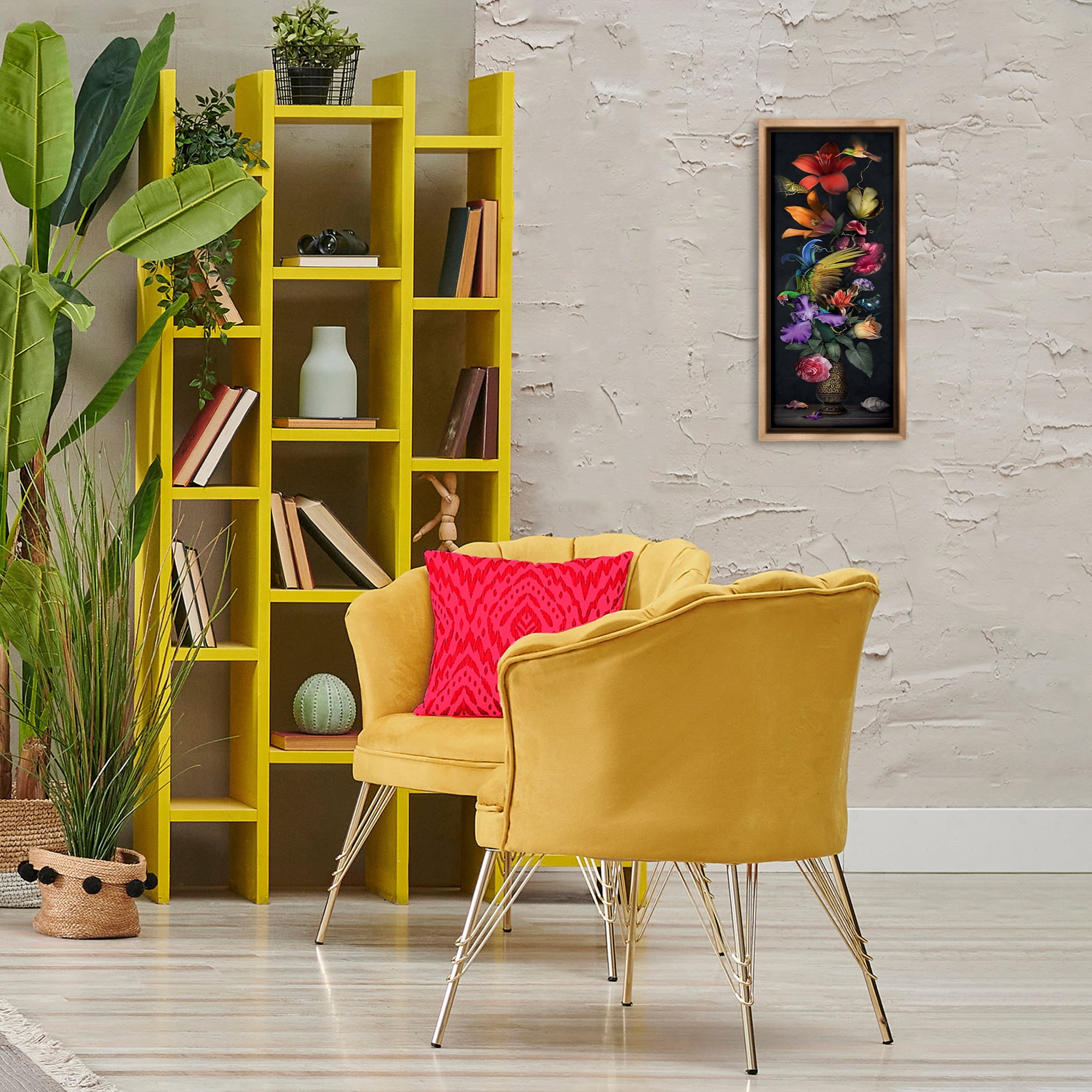 Stupell Industries Tall Vintage Lily Bouquet Plants & Flowers Painting Brown Floater Framed Canvas Art Print Wall Art, 11 x 25