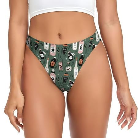 Rateoe Halloween Potions Pattern Seamless Women Underwear Thongs No Show Ladies Thong No Line Breathable Comfortable Panties Undies for Women-4X-Large