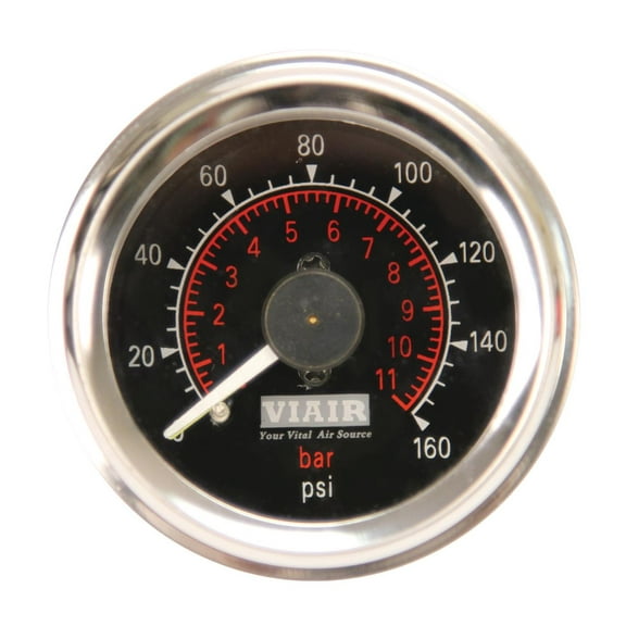 VIAIR 90082 2'' Dual Needle Gauge - Black Face - Illuminated -160 PSI