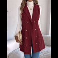 thumbnail image 4 of Vestido de Mujer Color Caqui con Bloques de Color, Otoño, Larga, Rayas, Blazer Falso para Mujer. Vino Tinto S, 4 of 10