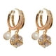 thumbnail image 1 of par de pendientes sencillos de aro con brillantes, pequeños aros para mujeres y niñas., 1 of 5