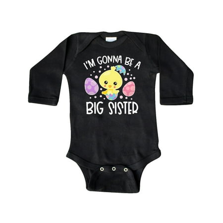 

Inktastic Easter I m Gonna Be a Big Sister with Purple and Pink Eggs Gift Baby Girl Long Sleeve Bodysuit