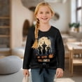 thumbnail image 4 of Xixirimido Black Cats Moon Bats Halloween Pattern Girls Long Sleeve Shirts Cute Kids Fashion Crew Neck Tunic Tops Tie-hem Tees for Fall Winter, Size 9-10, 4 of 7