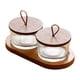 thumbnail image 1 of Bandeja de madera para servir con cuenco, platos divididos con tapa de vidrio transparente dividido 2 cuadrícula, 1 of 9
