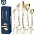 thumbnail image 2 of PENGXIANG 20 Piece Patterned Stainless Steel Tableware Western Steak Knife  Fork And Spoon Set, 2 of 5
