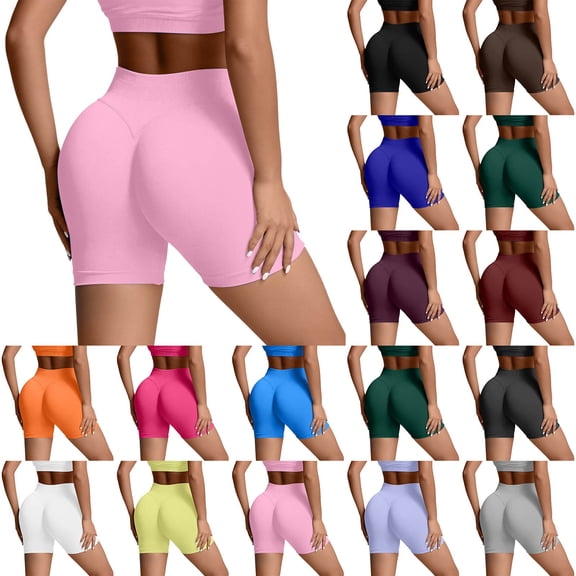 Gyexs Women's High Waisted Biker Shorts - Spandex Yoga, Workout, Cycling, Volleyball, Dance | Athletic Booty Shorts Yellow, Size XL