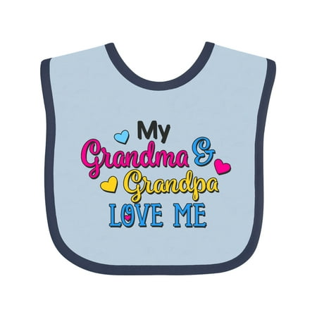 

Inktastic My Grandma and Grandpa Love Me with Hearts Gift Baby Boy or Baby Girl Bib