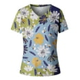 thumbnail image 4 of Herrnalise Women's Classic-Fit 100% Cotton Short-Sleeve T-Shirt Women Casual T-shirt Floral Printed V-Neck Short Sleeve Pullover Blouse Tops, 4 of 5