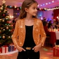 thumbnail image 6 of breaise Girls Cropped Sequin Jackets Open Front Long Sleeve Cardigan Sparkling Bolero Shrugs for Evening Party, 6 of 9