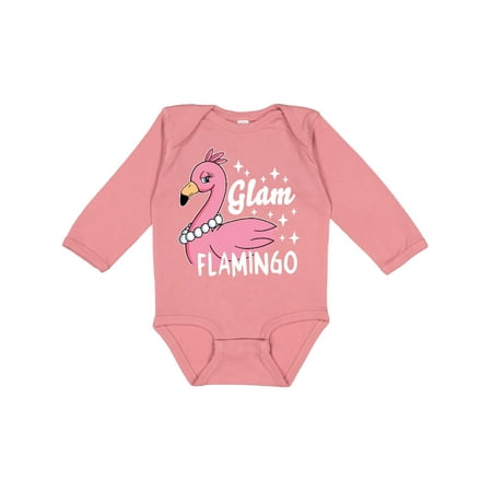 

Inktastic Glam Pink Flamingo with Pearls Gift Baby Girl Long Sleeve Bodysuit