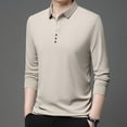 thumbnail image 4 of FINALGANG Mens Contrast Collar Long Sleeve Polo Shirt With Button Placket Slim Fit Soft Breathable For Fathers Day Gift Daily Wear Everyday Activities Soft Top, 4 of 9