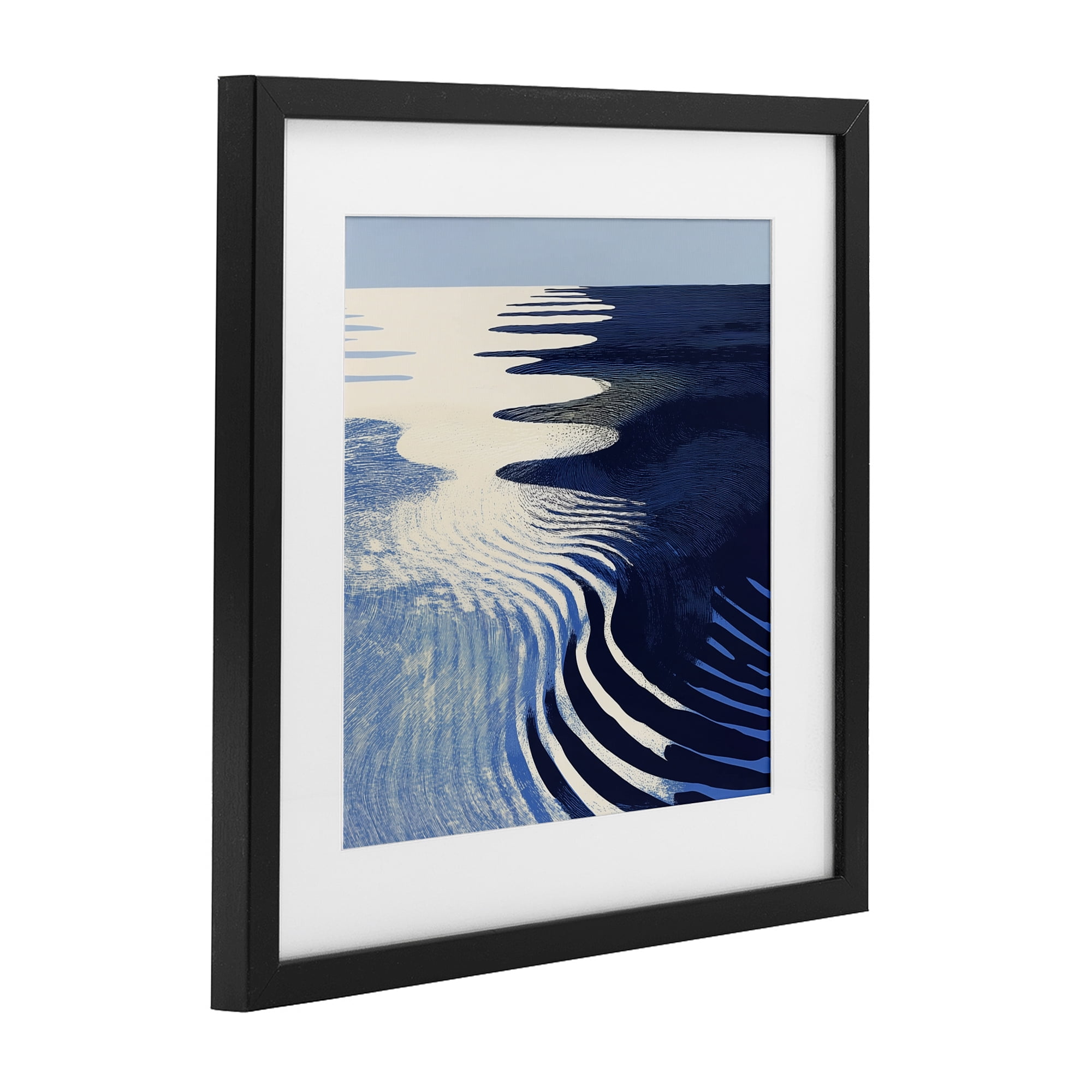 Stupell Industries Abstract Cobalt Ripples Black Framed Print Under Glass, design by Walker Noble