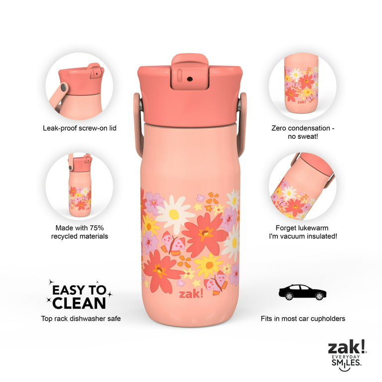 Zak Designs 14oz Stainless Steel Kids' Water Bottle With