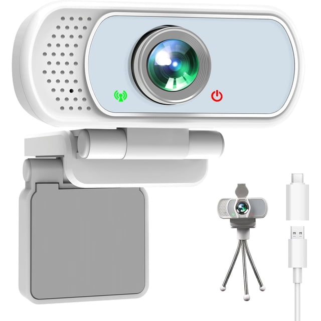 Full HD 1080P Webcam with Privacy Shutter and Tripod, Pro Streaming Web Camera with Microphone, Widescreen USB Computer Camera for Laptop Desktop