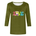 thumbnail image 4 of Xihbxyly Hauts Décontractés pour Femmes T-shirt Imprimé Col Rond de Pâques Manches 3/4 Col Rond Chandail Tendance à Petit Prix, 4 of 5