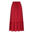 thumbnail image 5 of Amvlyk Skirts for Women Solid Color Elastic High Waist Ruffle Boho Skirt with Pockets Summer Tiered Trendy Ankle-Length A-Line Skirt Fashion Flowy Long Skirt for Beach Casual Outwear Vacation, 5 of 9