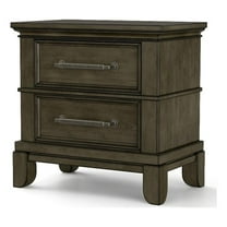 Bowery Hill Modern Wood 2-Drawer Nightstand with Bar Pulls in Gray