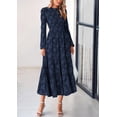 thumbnail image 3 of Vestido midi PRETTYGARDEN de manga larga para mujer, azul marino, 3 of 9