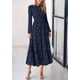thumbnail image 3 of Vestido midi PRETTYGARDEN de manga larga para mujer, azul marino, 3 of 9