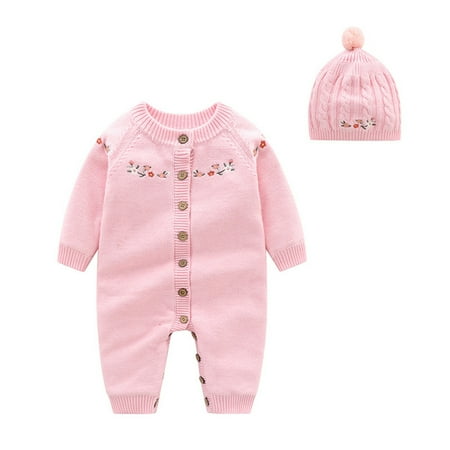 

TUOBARR Children s Baby Jumpsuit Cartoon Long Sleeve Thickened Warm Baby Rompe Pink (0-18Months)