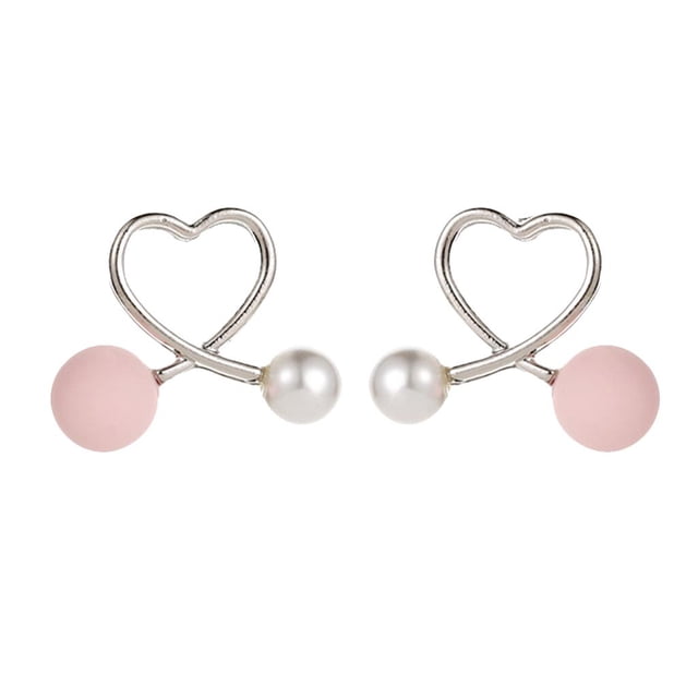 Lovely Hollow Post Stud Pendientes para Mujeres Joyería Regalo Plata Jinwen Pendiente Corazón Melocotón