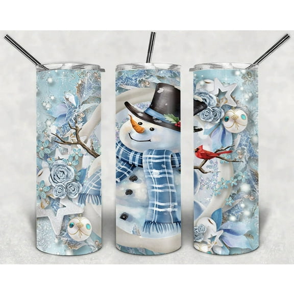 20oz Stainless Steel Tumbler with snowman