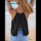 thumbnail image 4 of Camisola de Verano con Cuello Halter y Espalda Descubierta para Mujer, Estilo Y2K, para Salir, Playa Negro XL, 4 of 10