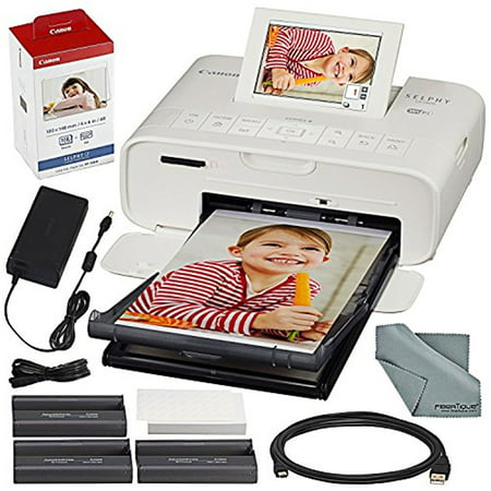 Canon SELPHY CP1300 Compact Photo Printer (White) with WiFi and Accessory Bundle w/Canon Color Ink and Paper (Best Colour Printer For Photos)