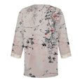 thumbnail image 4 of Lovskoo 2024 3/4 Length Sleeve Womens Tops Spring Summer Tops V Neck Shirts Lace Flowers Print Tunic Tops Casual Blouses Gray 4XL, 4 of 5