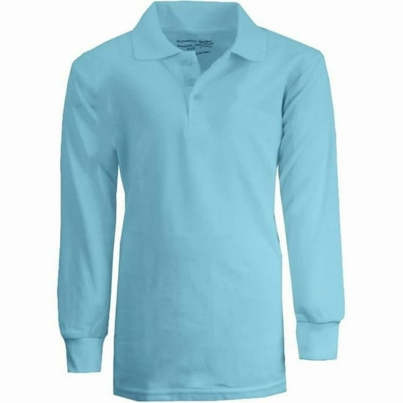 DDI 2273845 Boy's Light Blue Long Sleeve Pique Polo Shirts - Sizes 16-20 Case of 36