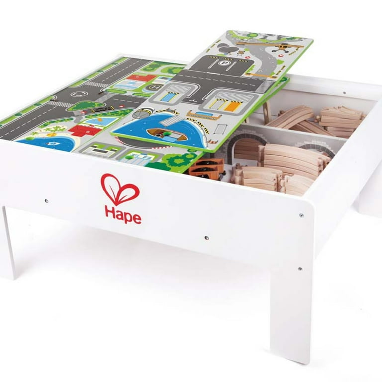 Hape Railway Collection Play & Stow Storage Activity Table for