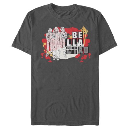 Men's Money Heist Bella Ciao Robbery Graphic Tee Charcoal 3X Large