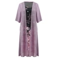thumbnail image 3 of iTNHFP Robes Maxi pour Femmes 2025 Robe d'Été Décontractée pour Femmes Vacances Florale en Chiffon Sans Manches Robe Maxi Ensemble Deux Pièces Cardigan, 3 of 8