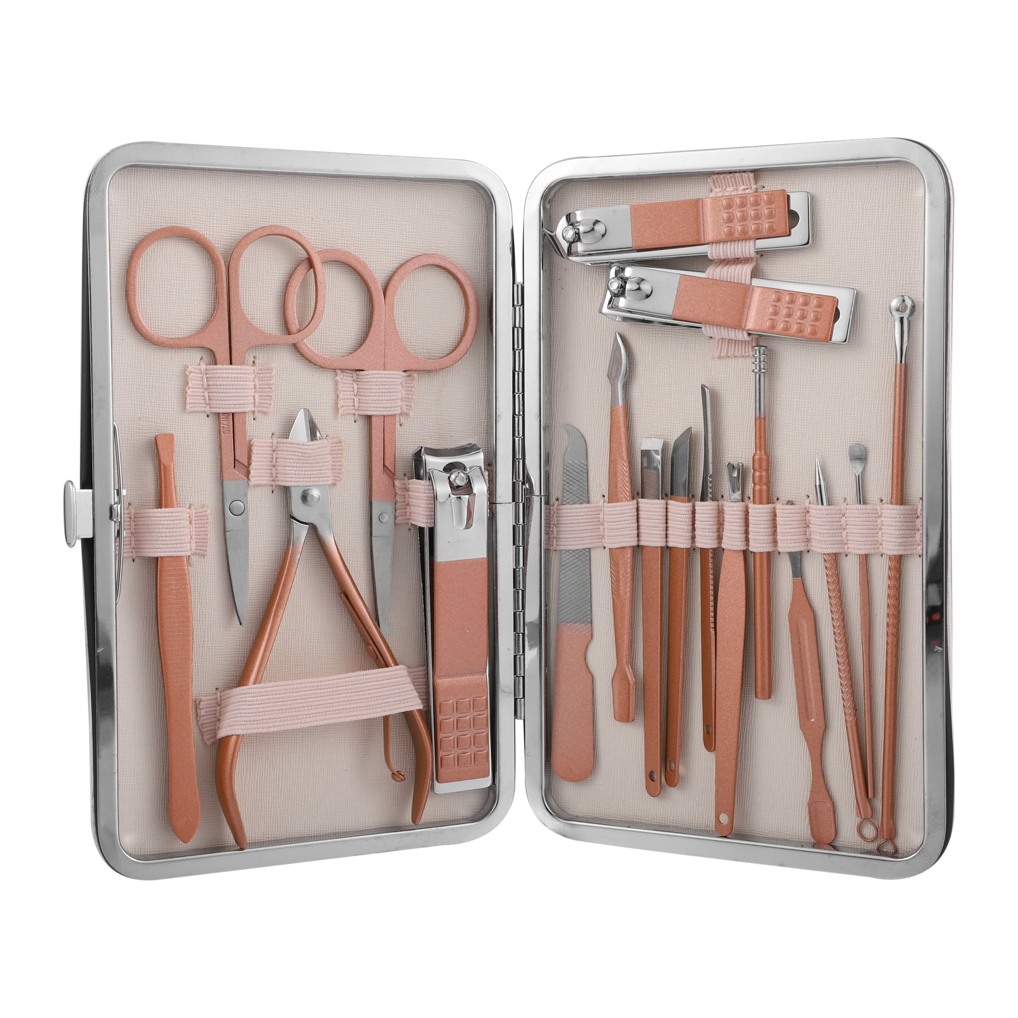Unique Bargains 1 Set Manicure Set Professional Nail Clippers Pedicure Kit Rose Gold Tone