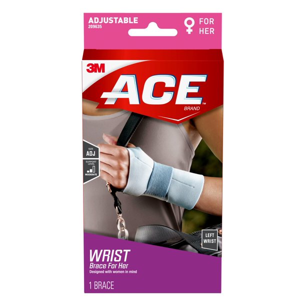 ACE Brand Wrist Brace For Her, Left Hand, Adjustable