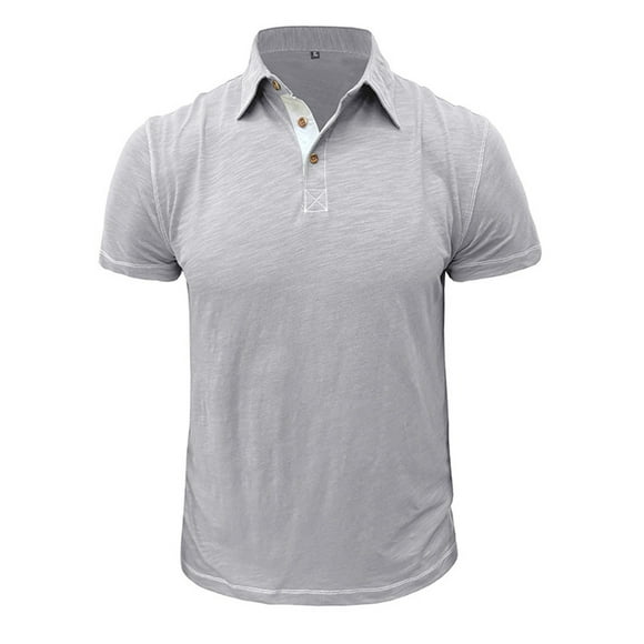 lcziwo Mens Solid Color Polo Big and Tall,Men Golf Polo Shirts Short Sleeve Dry Fit Moisture Wicking 4-Way Stretch Summer Athletic Polo Shirts,Gray S
