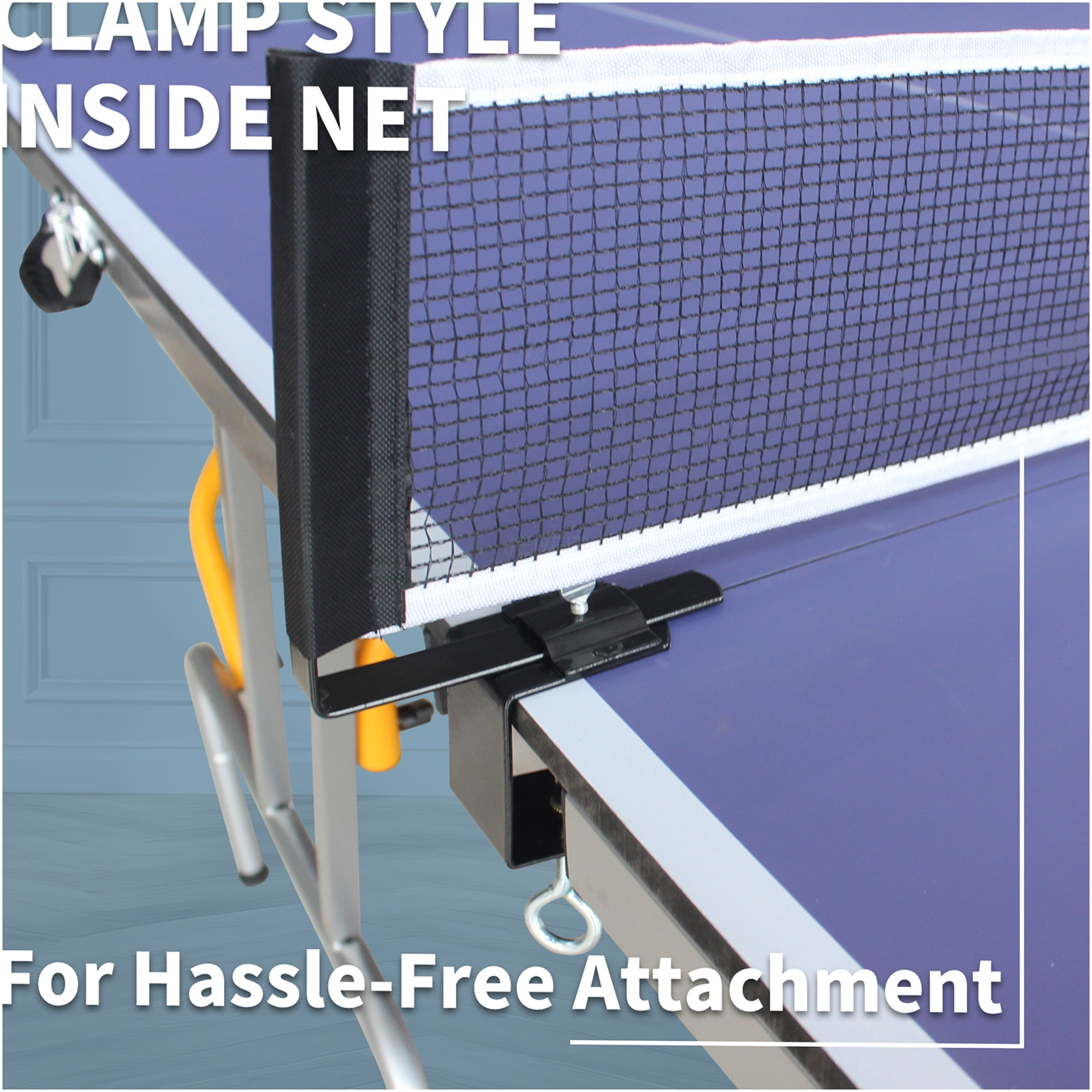 JERFIT 8ft Foldable Ping Pong Table Set with Net, Paddles & Balls, Portable MDF Surface Indoor Outdoor Game Table, Blue