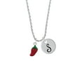 thumbnail image 2 of Delight Jewelry Silvertone Red Jalapeno Silvertone Script Initial Disc - S - Charm Necklace, 20"+3", 2 of 4
