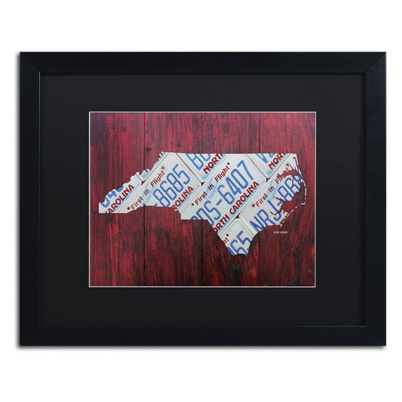 Trademark Fine Art 'North Carolina License Plate Map' Canvas Art by Design Turnpike, Black Matte, Black Frame