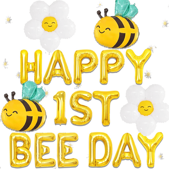 Happy 1st Bee Day Balloon So Sweet to Bee One Backdrop Bumble Bee First Birthday Decoration Fun to Bee One Decoration Happy 1st Bee Day Decoration