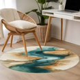 thumbnail image 4 of Round Rugs 3Ft, Teal Grey Marble Round Area Rug Washable Indoor Throw Carpet, Modern Abstract Art Small Non Slip Circle Rug for Bedroom Living Room Home Decor Aesthetic, 4 of 8