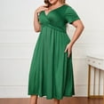 thumbnail image 4 of Kadahis Women Plus Size Sexy V Neck Dresses Short Sleeve High Waist Dresses, 4 of 5