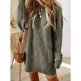 thumbnail image 2 of New Arrivals 2025: Women's Oversized Knit Dresses - Casual Long Sleeve Cable Knit Pullover Dresses with Lantern Sleeves, 2 of 8