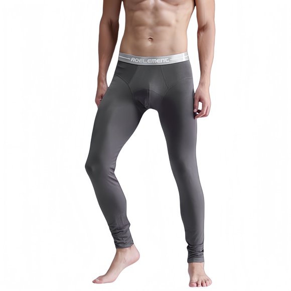 Pantalones Térmicos para Hombre, sin Necesidad de Ropa Interior, Capa Base, Ajuste Delgado, Parte Inferior de Ropa Interior Térmica de Tiro Bajo, Color Gris Talla L 1 Unidad