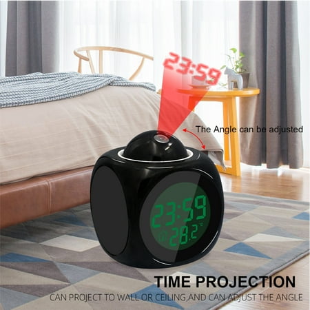 Zenithome Mirror Projection Alarm Clock In Sleek Minimalist Touch for Bedroom Office Dorm Led Large Screen Mute Projection Snooze Voice Temp Display