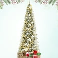thumbnail image 3 of Patiojoy Pre-Lit Lifelike Xmas Tree 8FT Snow-Flocked Slim Christmas Tree W/ 807 Branches Tips, 3 of 10