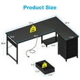 thumbnail image 4 of Casacomoda L Shaped Computer Desk with Charging Station, 53 inch PC Table Study Desk 4 Tier Drawers, Modern Simple Style Laptop Desk for Bedroom, Black, 4 of 8