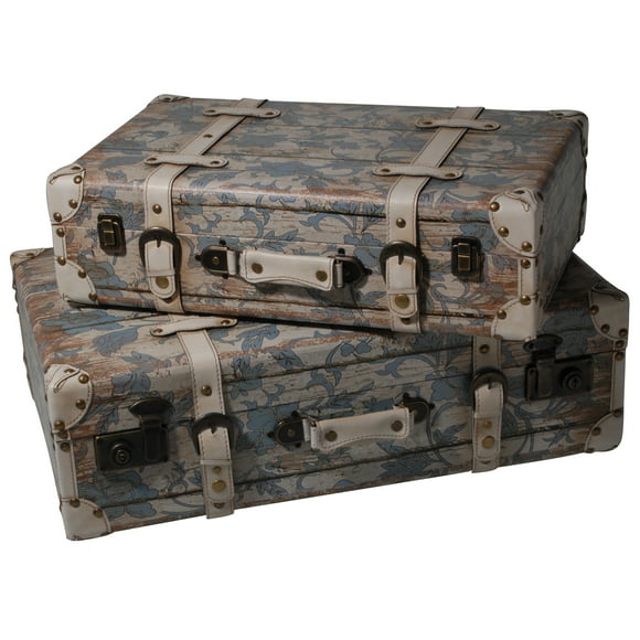 Antiqued Suitcase Shaped Trunk Set Of 2